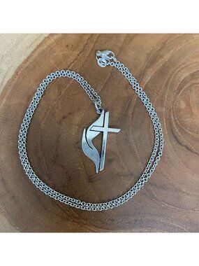 RETIRED James Avery Methodist Cross Necklace, Sterling Silver